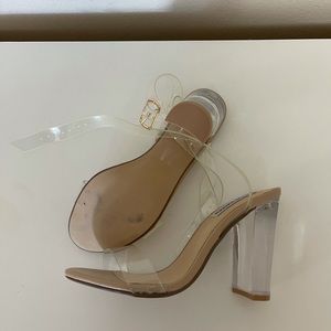 Steve Madden Camille Clear Heel Sandals Size 8
